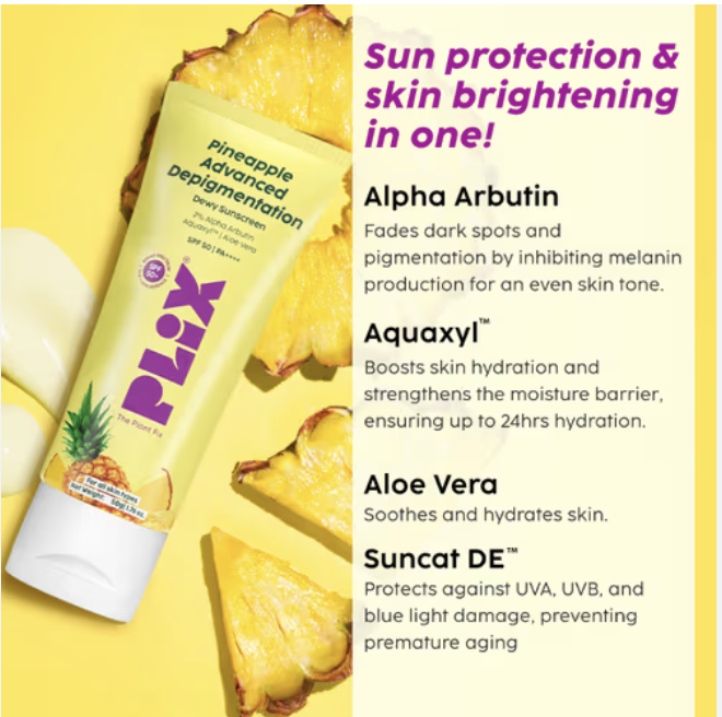 Plix Pineapple Advanced Depigmentation Dewy Sunscreen SPF 50 PA++++ (50g)