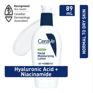 CeraVe PM Facial Moisturizing Lotion, Nighttime Face Moisturizer with Ceramides and Niacinamide for Normal to Oily Skin, 89mL, CRV PM FACE LOTION