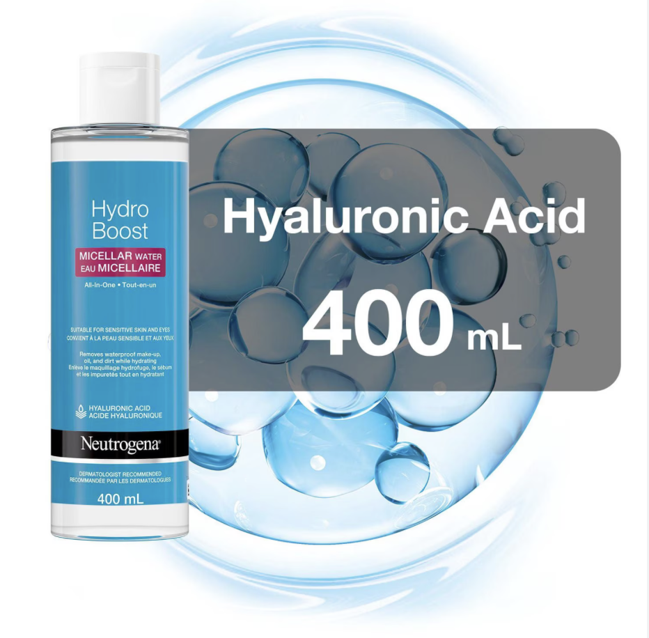 Neutrogena HydroBoost Micellar Water - Hyaluronic Acid - Make-up Remover for Sensitive Skin - Face and Eyes Cleanser