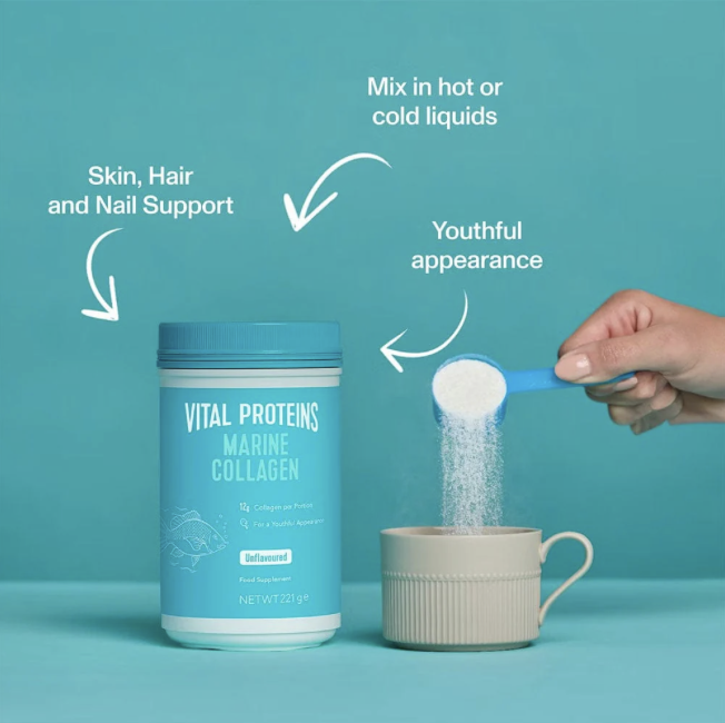 Vital Proteins Marine Collagen Peptides Powder Supplement for Skin Hair Nail Joint - Hydrolyzed Collagen