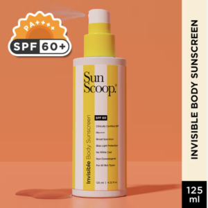 SunScoop Invisible Body Spray Sunscreen SPF 60 - Broad Spectrum, No White Cast & Non Comedogenic (125ml)