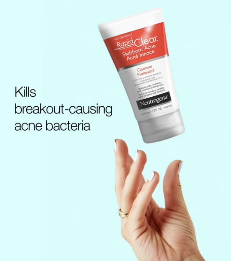 Neutrogena Rapid Clear Stubborn Acne Facial Cleanser, Benzoyl Peroxide Acne Treatment Face Wash, 125 mL - CANADA