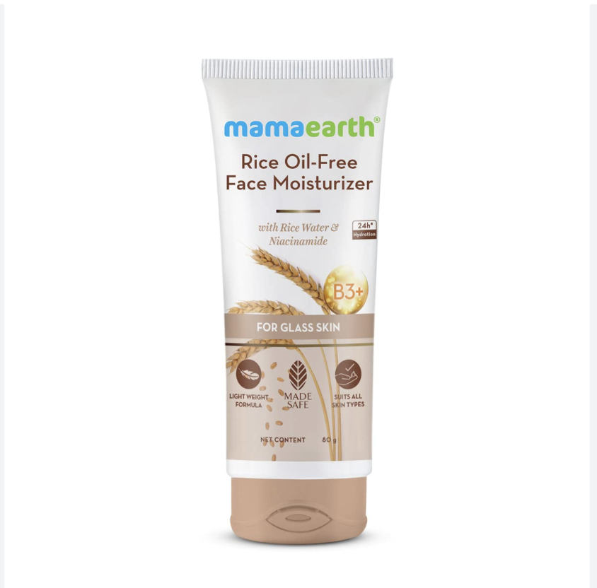Mamaearth Rice Oil-Free Face Moisturizer With Rice Water & Niacinamide For Glass Skin Size: 80gm