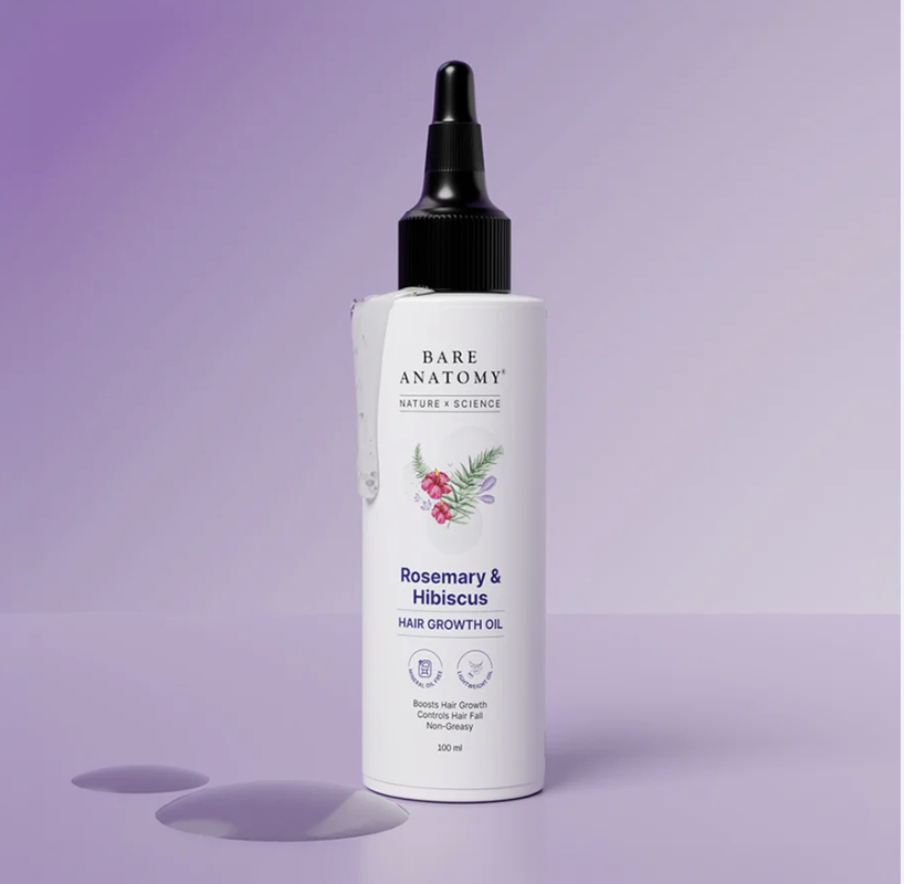 Bare Anatomy Nature x Science Rosemary Hibiscus Hair Growth Oil for Women & Men | Helps Hair Growth & Strengthens Hair | Nourishes Scalp & Controls Hair Fall | Suitable for All Hair Types - 1