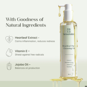 SeoulSkin Heartleaf Cleansing Oil | Oil Cleanser for Face & Makeup Remover | Removes Waterproof Makeup, SPF & Dirt | Gentle Face Wash for Oily & Sensitive Skin | Non-Stripping Formula | 150 m