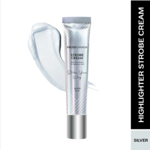 Faces Canada Strobe Cream- Silver | Primer + Highlighter + Moisturizer | Shea Butter & Hyaluronic Acid | Intense Hydration | Flawless Radiant Dewy Skin | Illuminating & Glowing Makeup Base