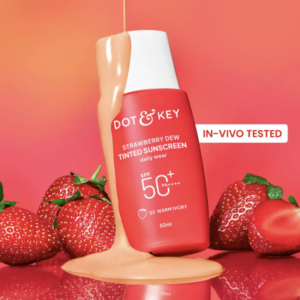 Dot & Key Strawberry Dew Tinted Sunscreen SPF 50++++ 02 Warm Ivory In Vivo Tested Sunscreen for Daily Wear, Brightens & Protects Skin - 50 ml