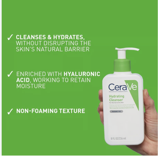 CERAVE HYDRATING CLEANSER WITH HYALURONIC ACID FOR NORMAL TO DRY SKIN 473ML