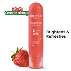 Dot & Key Strawberry Dew Sunscreen Mist In-Vivo Tested SPF 50+ PA+++, Mess-Free Re-application (80ml)