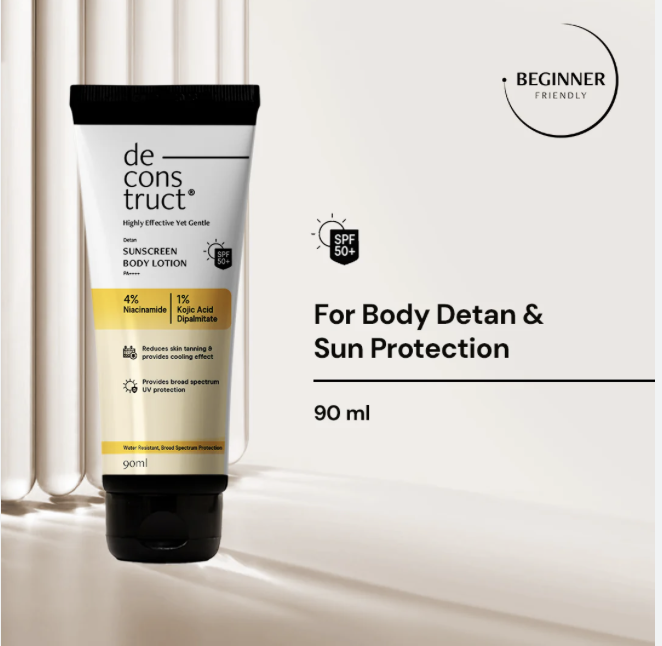 Deconstruct Detan Sunscreen Body Lotion, SPF 50 PA++++, Brightens & Protects