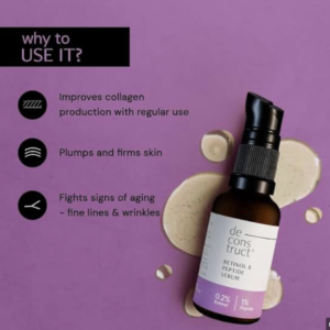 Deconstruct 0.2% Retinol Face Serum With 1% Peptide | Beginner Friendly | Anti Aging, Night Face Serum To Reduce Fine Lines & Wrinkles | For Men & Women | Beginner Friendly | 30 Ml
