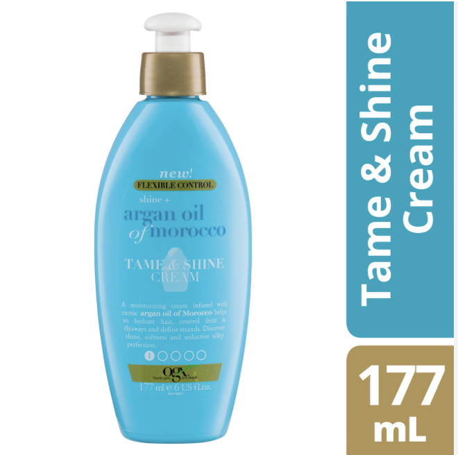 Ogx Flexible Control Shine + Hydrate Argan Oil Of Morocco Tame & Shine Cream For Frizzy Hair 177mL|hydrates hair, control fizz, flyaways & define strands