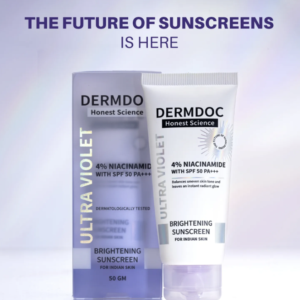 DERMDOC 4% Niacinamide Ultra Violet Brightening Sunscreen Twin Pack (Pack of 2) (50 gm) | SPF 50 PA+++ Sun Protection | Sunblock 60g