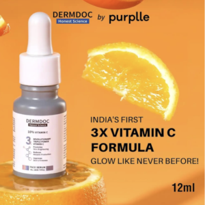 DERMDOC 10% Vitamin C Face Serum for Glowing Skin (12 ml) | Brightening Face Serum | Fight Dark Spots, Pigmentation & Dull Skin