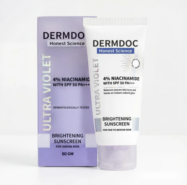 DERMDOC 4% Niacinamide Ultra Violet Brightening Sunscreen with SPF 50 PA+++ Sun Protection 70g