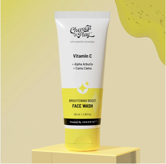 Chemist at Play Brightening Boost Face Wash with 30x Vitamin C | Cleans Oil & Dirt | Fades Dark Spots | Boosts Radiance | For All Skin Types | For Men & Women | Vegan | SLS & Paraben Free | 1