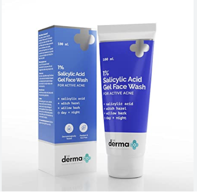 The Derma Co 1% Salicylic Acid Gel Face Wash for Acne | Deeply Cleanses & Exfoliates | Helps Reduce Acne & Controls Oil Production | 3.38 Fl Oz/100ml