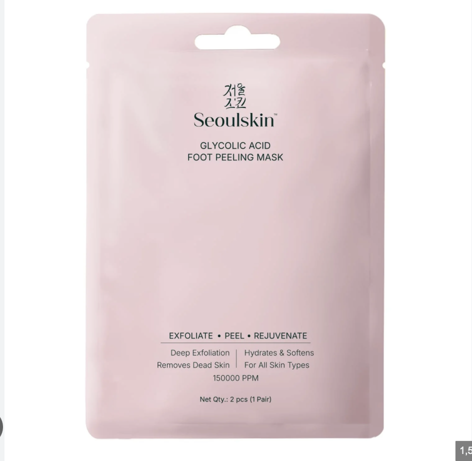 SeoulSkin Glycolic Acid Foot Peeling Mask (1 Pair), Korean Peeling & Exfoliating | Deep Exfoliation with Glycolic Acid, Removes Dead Skin, Cruelty-Free, Foot Peel Off Mask
