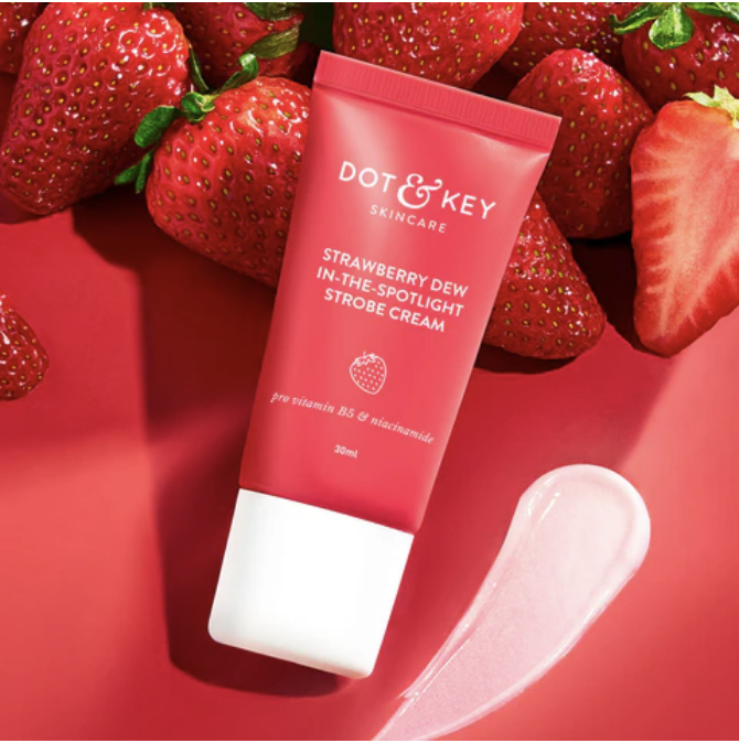 DOT & KEY Strawberry Dew Strobe Cream For Face Skin Radiance Cream | Moisturizer & Highlighter For Face | For Dewy Glazed Instant Glow | Boosts Hydration | For All Skin Types | For Women & Me