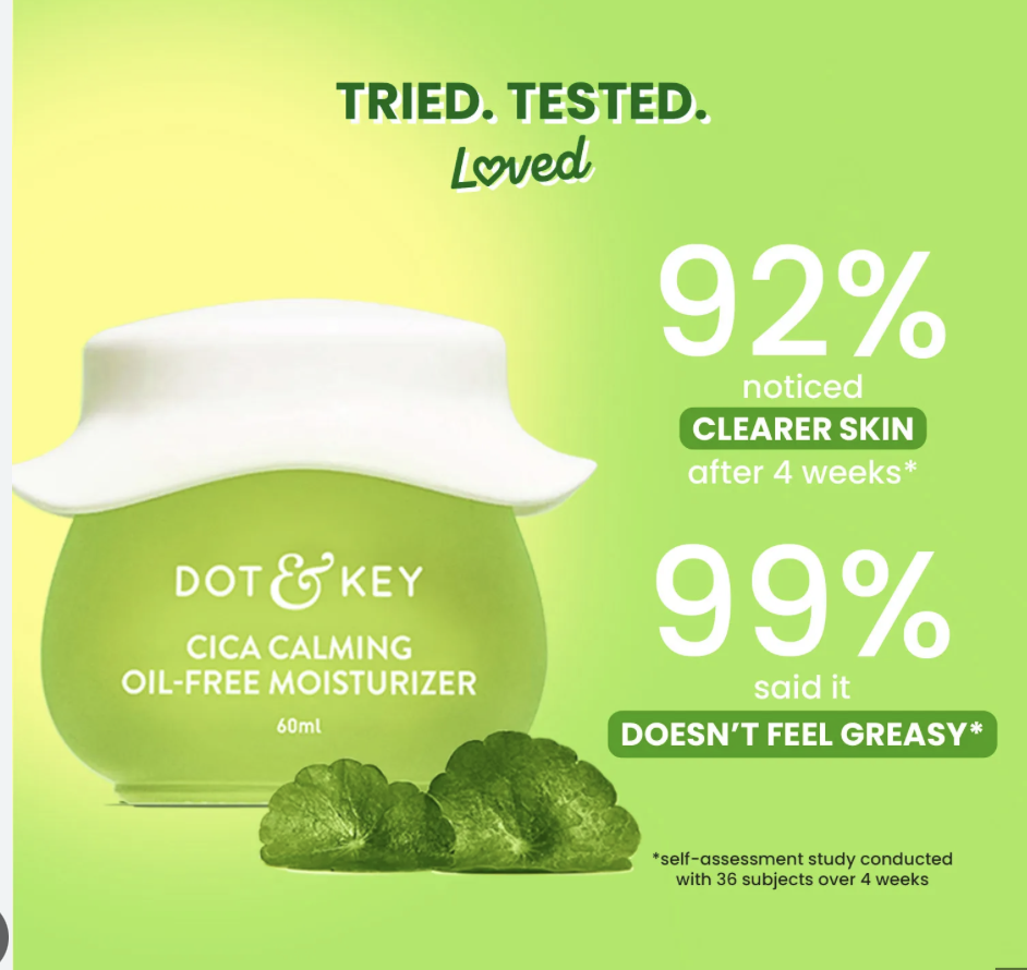 Dot & Key CICA + Niacinamide Oil-Free Moisturizer | Face Moistuirzer for Oily, Acne Prone & Sensitive Skin | Fades Acne Scars & Dark Spots, Soothes Redness & Irritation | 60 ml