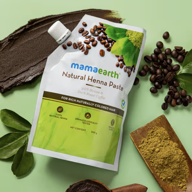 Mamaearth Natural Henna Paste With Henna & Dark Roasted Coffee For Rich Naturally Colored Hair (200g)