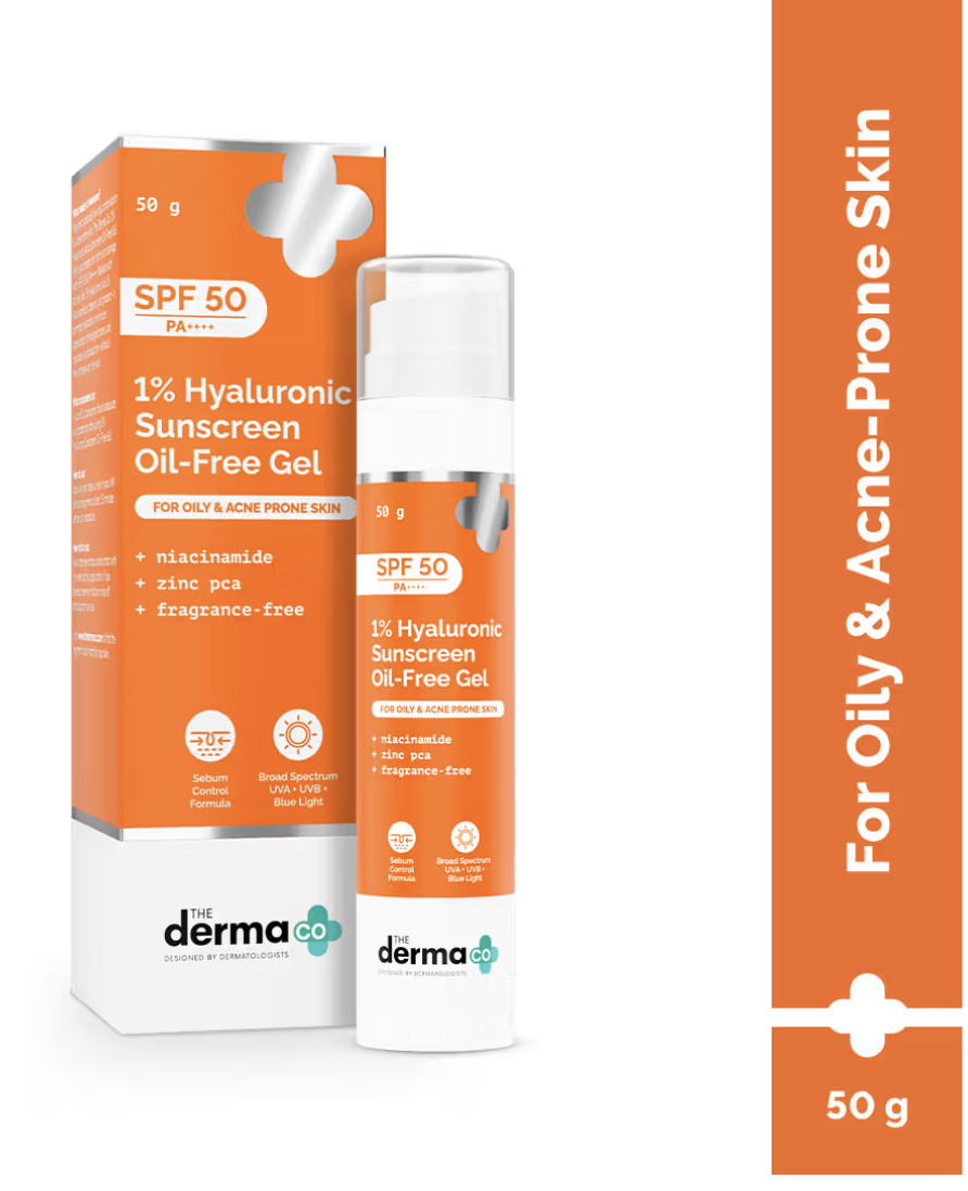 The Derma Co 1% Hyaluronic Sunscreen Oil-Free Gel With Spf 50 For Tan Protection (50g) India