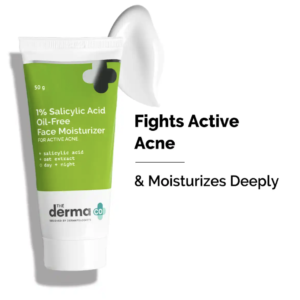 The Derma co 1% Salicylic Acid Oil-Free Moisturizer For Face with Oat Extract For Active Acne - 50 gm