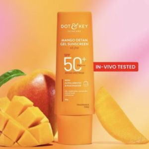 Dot & Key Mango Detan Gel Sunscreen SPF 50+ PA+++ In-Vivo Tested Sunscreen with Alpha-Arbutin & Niacinamide 80g