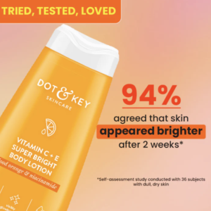 Dot & Key Vitamin C + E Super Bright Body Lotion for Deep Nourishing & Visibly Glowing Skin | Reduces Dark Spots & Tanning |With Triple Vitamin C & Niacinamide | For Women & Men | 250ml