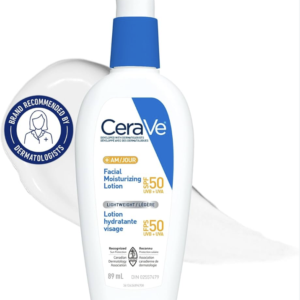 CeraVe AM Facial Moisturizing Lotion SPF 50, Face Moisturizer with SPF, Hyaluronic Acid, Niacinamide & Ceramides, Non-Greasy, Blends Seamlessly With No White Cast, Non Comedogenic Sunscreen-