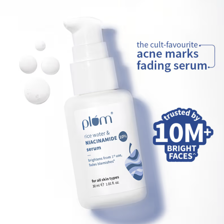 Plum 10% Niacinamide Brightening Face Serum With Rice Water, Fades Acne Marks, For Oily To Dry Skin