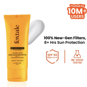 Foxtale Glow Sunscreen with Vitamin C & Niacinamide SPF 50 PA++++, In-Vivo Tested, for Dewy Glow 50 ml