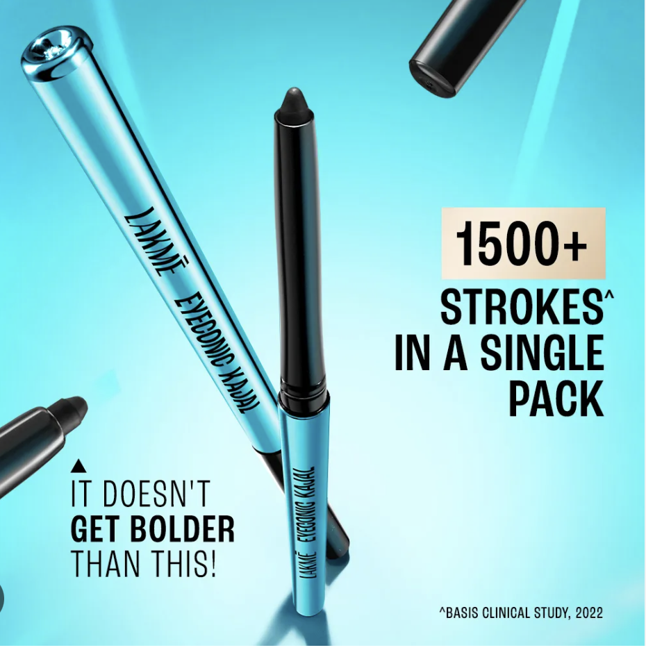 Lakme 9 to 5 Eyeconic Kajal, Waterproof, Smudgeproof, lasts 24 Hrs,- DEEP BLACK