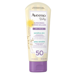 Aveeno Baby Mineral Sunscreen Lotion SPF 50 - 100% Naturally Sourced Zinc Oxide for Sensitive Skin - Water Resistant