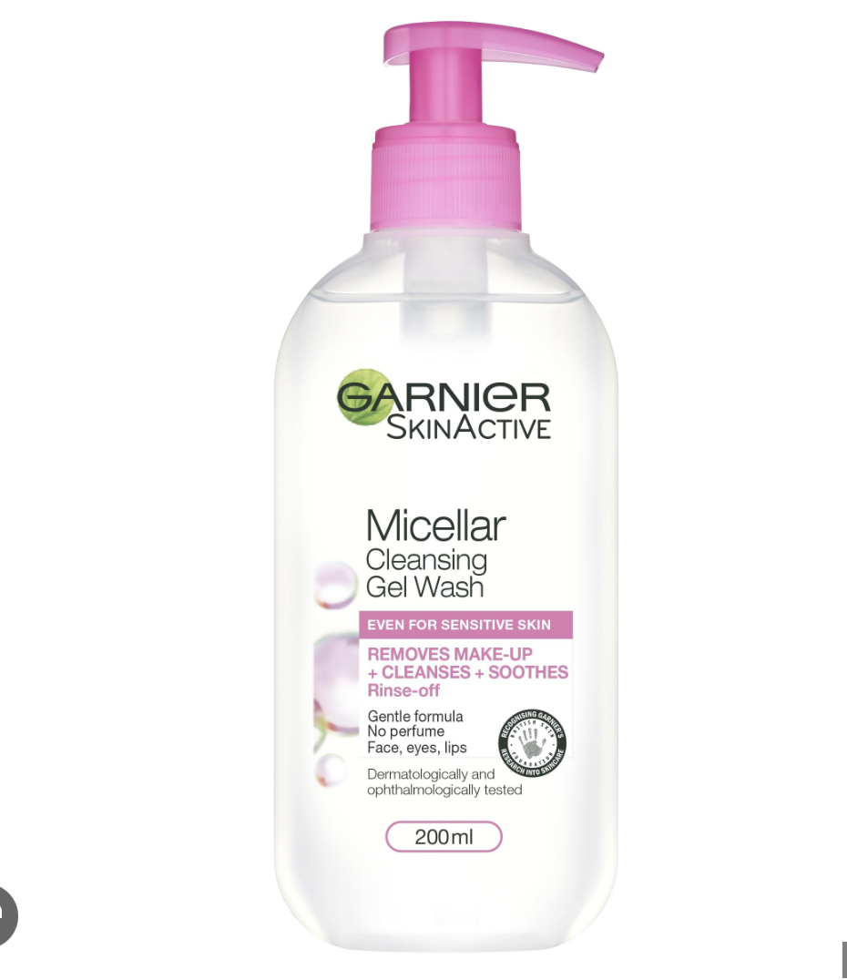 Garnier Micellar Gel Face Wash For Sensitive Skin 200ml Gentle Face Cleanser & Makeup Remover Recognised By The British Skin Foundation Rinse-Off Non-Drying & Fragrance Free Formula