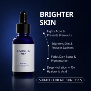 Reginald Men Hermes (30 ml) | All-in-One Face Serum for Skin & Beard Health | Multi-Functional Face & Beard Care | Hydrates, Nourishes & Strengthens | Clinically Proven Formula for Clear, Hea