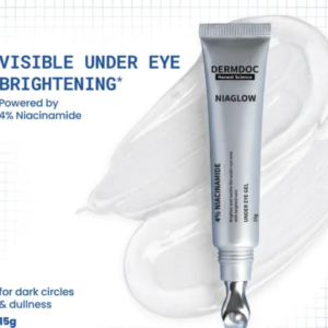 DERMDOC Niaglow 4% Niacinamide Under Eye Gel | Brightens Dark Circles | Reduces Puffiness | Cools & Soothes | Lightweight, Non-Sticky, Fast Absorbing | Eye Care Gel for Tired Eyes & Fine Line