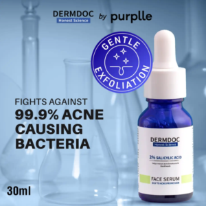 DERMDOC 2% Salicylic Acid Face Serum (30 ml) | For Blackheads & Whiteheads | Targets Active Acne | Calms Irritation & Unclogs Pores 15ml