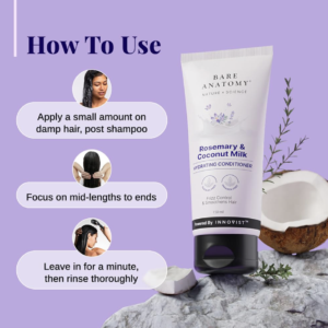 Bare Anatomy Nature X Science Rosemary & Coconut Milk Hydrating Conditioner|Natural Conditioner For Dry, Dull & Frizzy Hair|Sls & Paraben Free Conditioner For Women & Men|150 millilitre