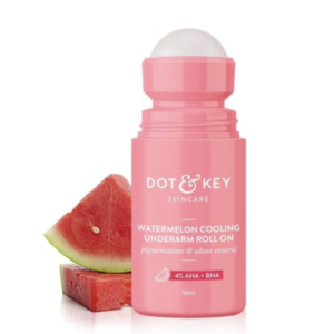 Dot & Key Watermelon Cooling Underarm Roll On, Pigmentation & Odour Control, With 4% AHA & BHA (50ml)