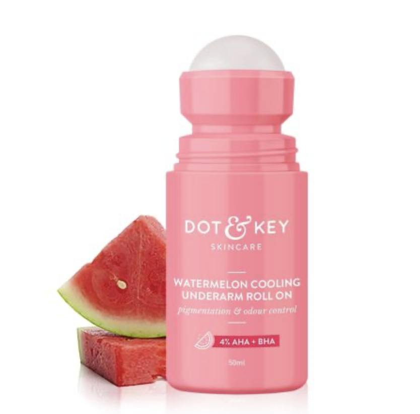 Dot & Key Watermelon Cooling Underarm Roll On, Pigmentation & Odour Control, With 4% AHA & BHA (50ml)