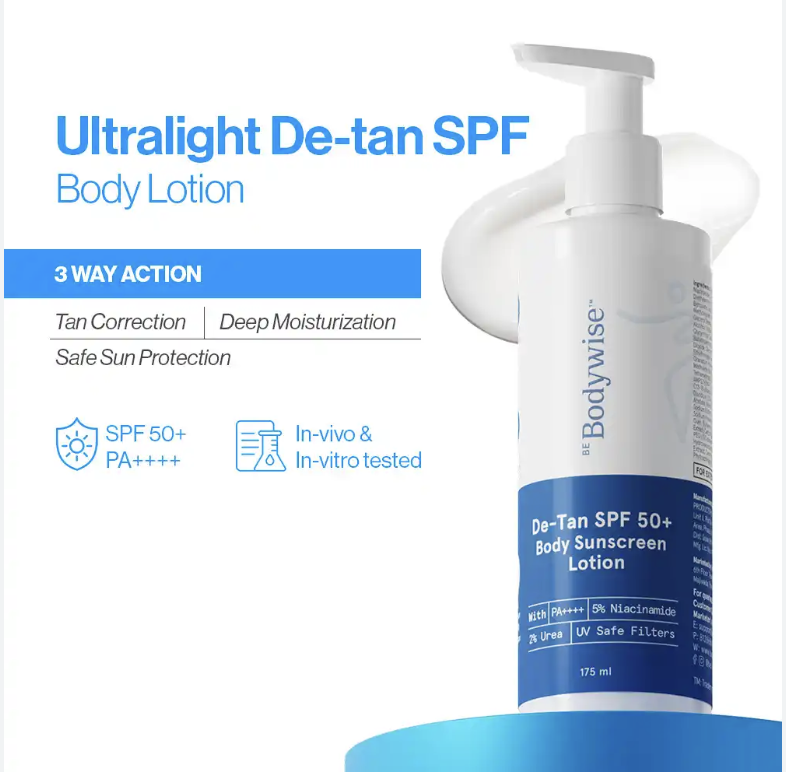 Be Bodywise De-Tan SPF 50+ Body Sunscreen Lotion PA++++ (175ml)