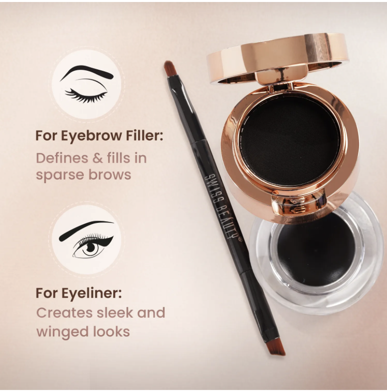 Swiss Beauty 3 In 1 Eyeliner, Eyebrow Filler and Kajal , 24-Hour Stay ,Waterproof - 02 Brown (7 g)