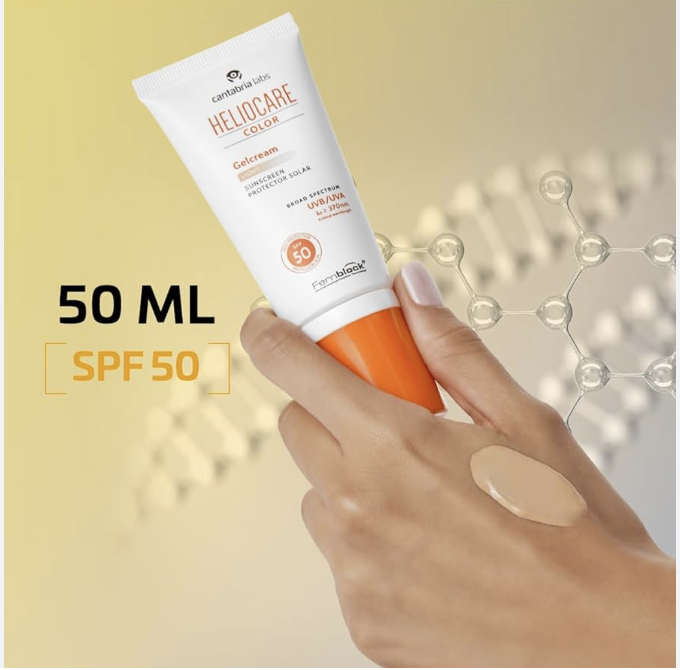 Heliocare Gelcream Colour Light SPF 50 50ml / Sun Cream For Face/Daily UVA UVB Anti-Ageing Sunscreen Protection