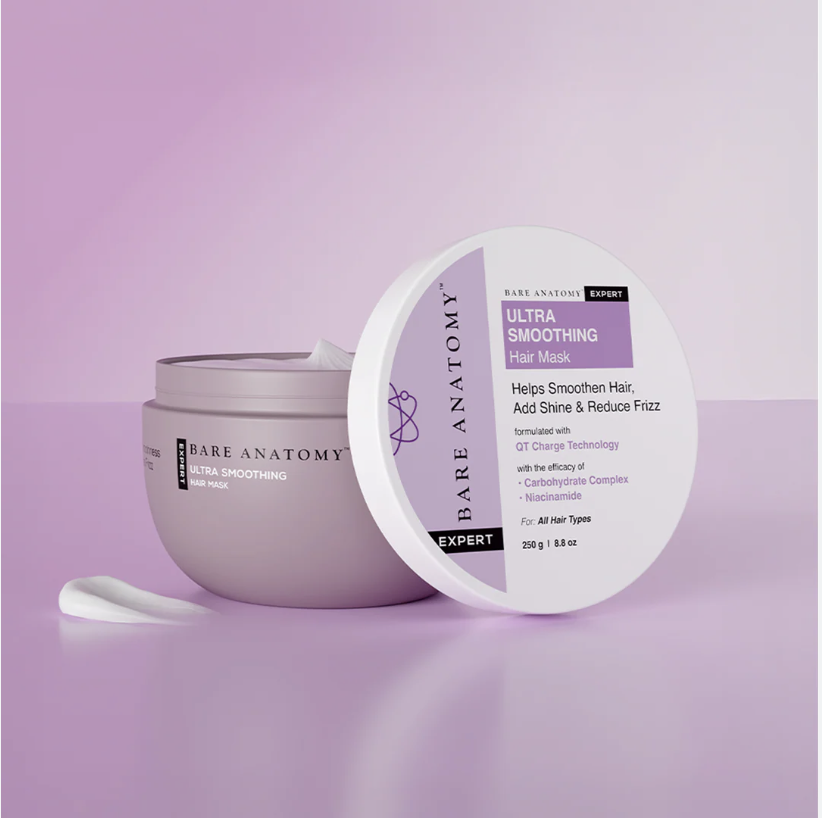 Bare Anatomy Ultra Smoothing Hair Mask for Dry & Frizzy Hair Restores Smoothness & Texture by 27% (250g)