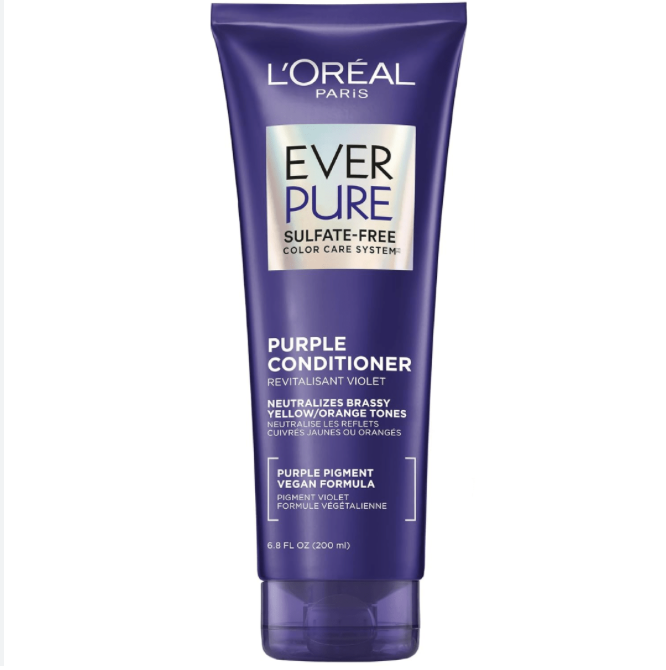 Loreal EverPure Sulfate-Free Purple Conditioner for Toning Blonde, Bleached, Brown Highlighted, Silver and Gray Hair, With Purple Pigments, 200ml