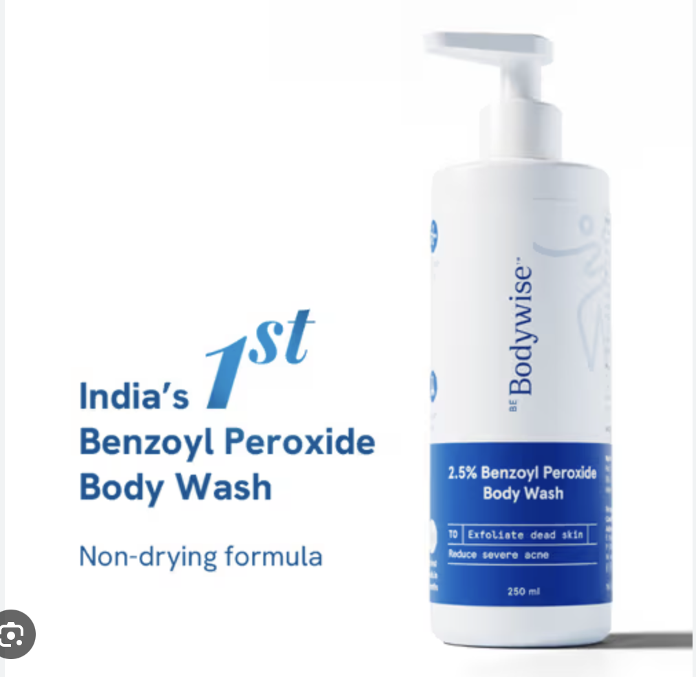 Be Bodywise 2.5% Benzoyl Peroxide Body Wash Treats Stubborn Back Acne (250ml)