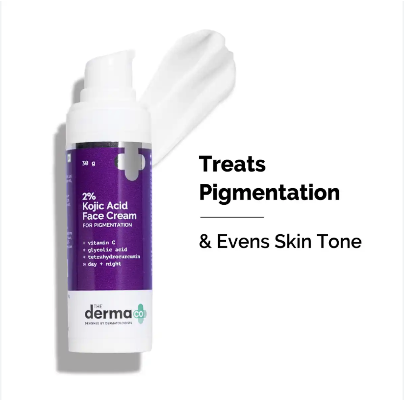 The Derma Co 2% Kojic Acid Cream | Reduces Dark Spots, Pigmentation & Blemishes | Evens Skin Tone | For Men & Women | 30 g