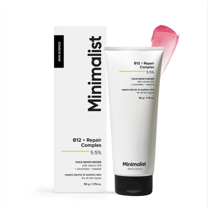 Minimalist Barrier Repair Face Moisturizer with Vitamin B12 Complex 5.5% with Ceramides for All Skin Types | Strengthens Skin Barrier, Boosts Hydration, Soothing, Lightweight Gel Texture | 50