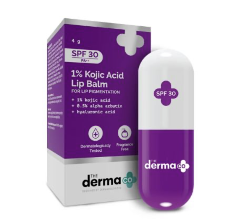 The Derma Co 1% Kojic Acid Lip Balm with SPF 50 PA +++ I With Arbutin & Peptide Complex | Reduce Lip Pigmentation | Protects From Sun Damage | For Dark, Pigmented Lips | For Men & Women | 4.5